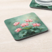 Pink Lotus Kunstwerk Getränkeuntersetzer (Linke Seite)