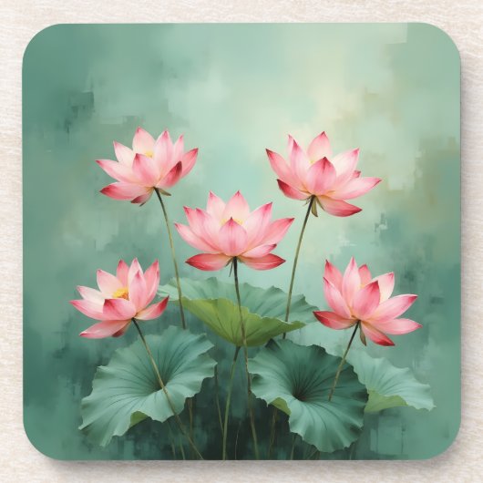 Pink Lotus Kunstwerk Getränkeuntersetzer (Vorderseite)