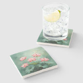 Pink Lotus Kunstwerk Steinuntersetzer (Seitenansicht)