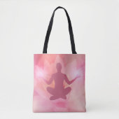 Pink Lotus Meditation Energie Yoga Tote Tasche (Vorderseite)