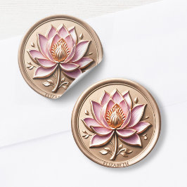 Pink Lotus Simulated Gold Wax Siegel Effect Sticke Runder Aufkleber