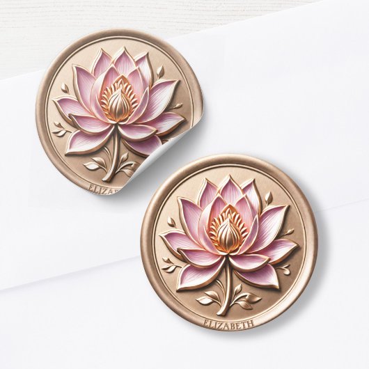 Pink Lotus Simulated Gold Wax Siegel Effect Sticke Runder Aufkleber