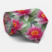Pink Lotus Water Lily Neck Tie Krawatte (Gerollt)