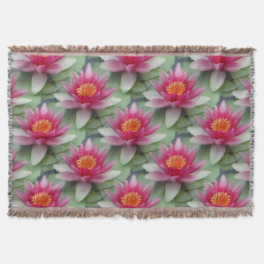 Pink Lotus Water Lily Throw Blanket Decke (Vorderseite)
