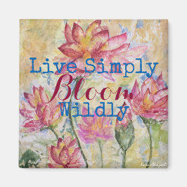 Pink Lotus Watercolor Live Simply Magnet