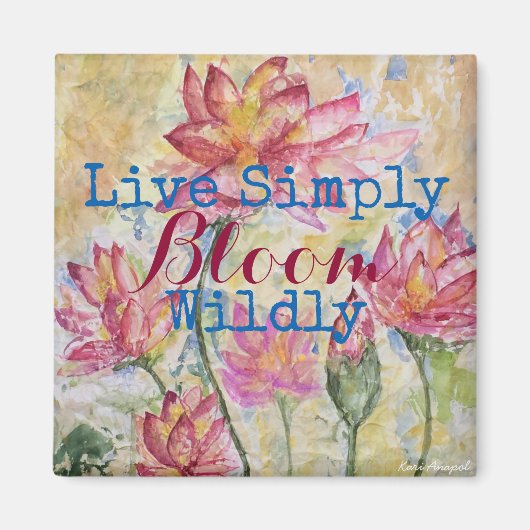 Pink Lotus Watercolor Live Simply Magnet (Vorne)