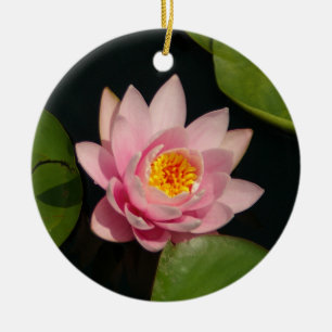 Pink Lotus Waterlily Flowers Keramikornament