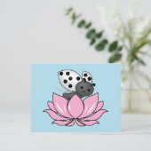Pink Lotus White Ladybug Postkarte (Stehend Vorderseite)