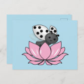 Pink Lotus White Ladybug Postkarte (Vorne/Hinten)