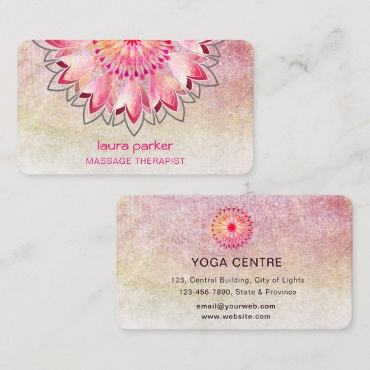 Pink Lotus Yoga Therapeut Wellness-Center Holistic Visitenkarte (Vorne/Hinten)