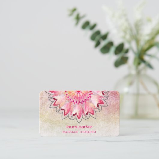 Pink Lotus Yoga Therapeut Wellness-Center Holistic Visitenkarte (Stehend Vorderseite)