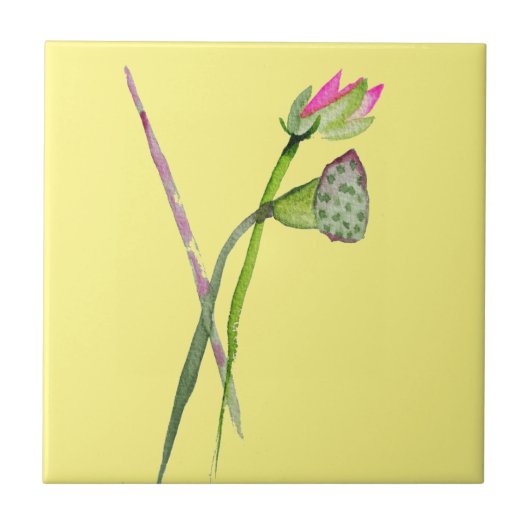 Pink Lotus Zen Blume Buddhistische Kunst Fliese (Vorderseite)