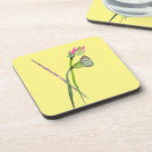 Pink Lotus Zen Blume Buddhistische Kunst Getränkeuntersetzer (Linke Seite)