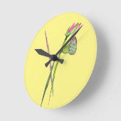 Pink Lotus Zen Blume Buddhistische Kunst Runde Wanduhr (Winkel)