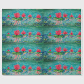 Pink Lotuses Zeichnend Glossy Wrapping Geschenkpapier (Flach)