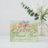 Pink Love Bird Blume Swirl Wedl Vielen Dank Dankeskarte (Stehend Vorderseite)