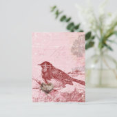 Pink Love Bird Postkarte (Stehend Vorderseite)