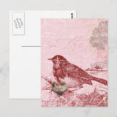 Pink Love Bird Postkarte (Vorne/Hinten)