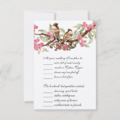 Pink Love Bird Wedding RSVP (Rückseite)