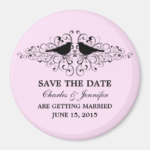 Pink Love Bird Wirbel Speichern das Date Magnet