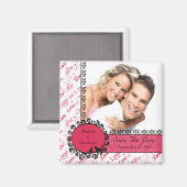 Pink Love Birds Foto Speichern das Date Magnet (Vorderseite/Rückseite)