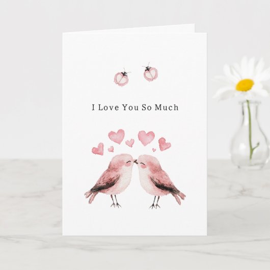 Pink Love Birds Ladybugs  Karte (Kleine Pflanze)