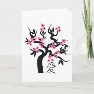 Pink Love Birds Sakura Kirschbaum Chinesische Lieb Karte