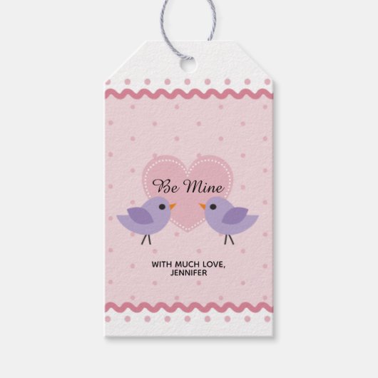 Pink Love Birds Valentine Geschenkanhänger (Vorderseite)