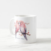 Pink Love Birds Valentine's Day Coffee Tasse (Vorderseite Links)