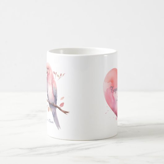 Pink Love Birds Valentine's Day Coffee Tasse (Mittel)