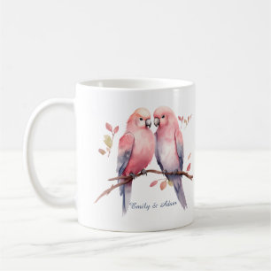 Pink Love Birds Valentine's Day Coffee Tasse