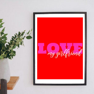 Pink LOVE (fügen Sie Ihren Text hinzu) Neonrotes V Poster