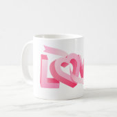 Pink Love Heart Ribbon Kaffeetasse (Vorderseite Links)