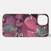 Pink Love Hearts Roses Glam, iPhone case iPhone Hülle (Rückseite (Horizontal))