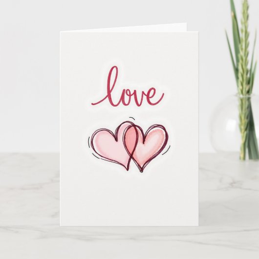 Pink Love Hearts Valentines Card Karte (Vorderseite)