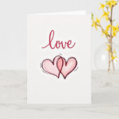 Pink Love Hearts Valentines Card Karte (Gelbe Blume)