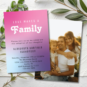 Pink Love Macht Eine Familie Adoptionstag Party Fo Einladung