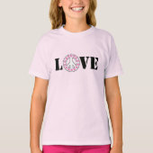 Pink Love & Peace Sign Hearts T-Shirt (Vorderseite)