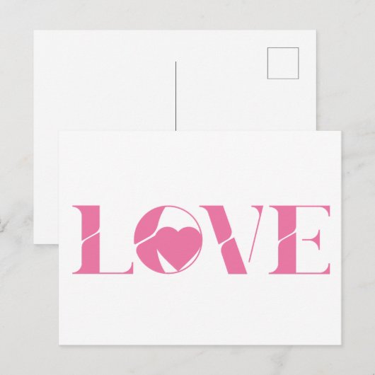 Pink Love Text Valentine's day Postkarte (Vorne/Hinten)