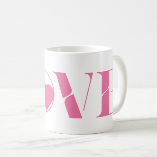 Pink Love Text Valentinstag Kaffeetasse (VorderseiteRechts)