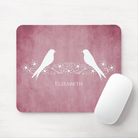 Pink Lovebirds Blumenmousse Pad Mousepad (Mit Mouse)