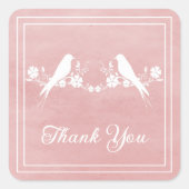 Pink Lovebirds Blumenstrauß Danke Stickers (Vorderseite)