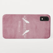 Pink Lovebirds Floral Vine iPhone Case (Rückseite (Horizontal))