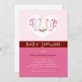 Pink Lovebirds und Nest Baby Shower Einladungen (Vorne/Hinten)