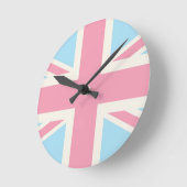 Pink Lovely Classic Union Jack British(UK) Flag Runde Wanduhr (Winkel)