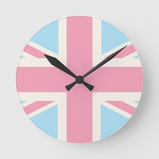 Pink Lovely Classic Union Jack British(UK) Flag Runde Wanduhr (Vorderseite)