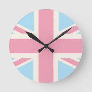 Pink Lovely Classic Union Jack British(UK) Flag Runde Wanduhr