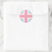 Pink Lovely Classic Union Jack British(UK) Flag Runder Aufkleber (Tasche)