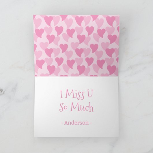 Pink Lovely Hearts Nahtloses Muster Karte (Innenseite)