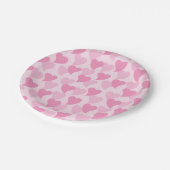 Pink Lovely Hearts Nahtloses Muster Pappteller (Schrägansicht)